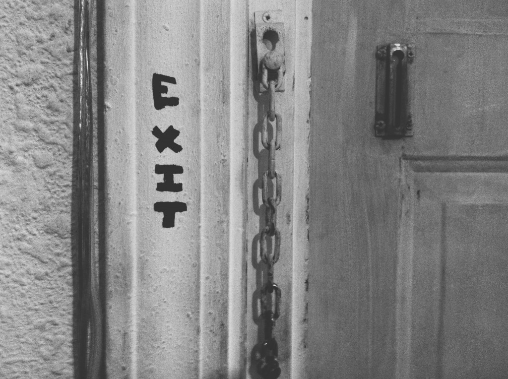 Exit tag on Gallery back door
